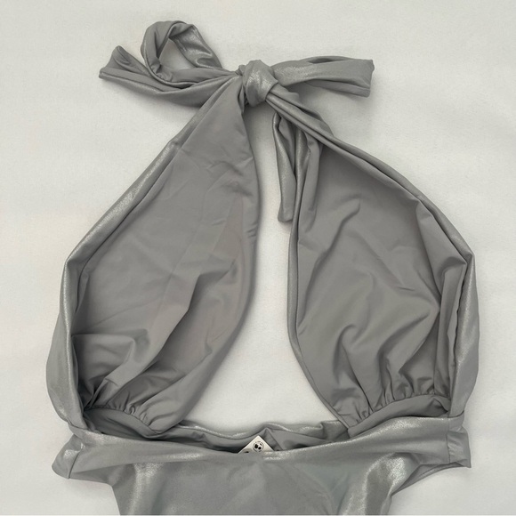 Urban Outfitters Out From Under Marina Metallic Silver One Piece Swimsuit S NWT - Picture 15 of 16
